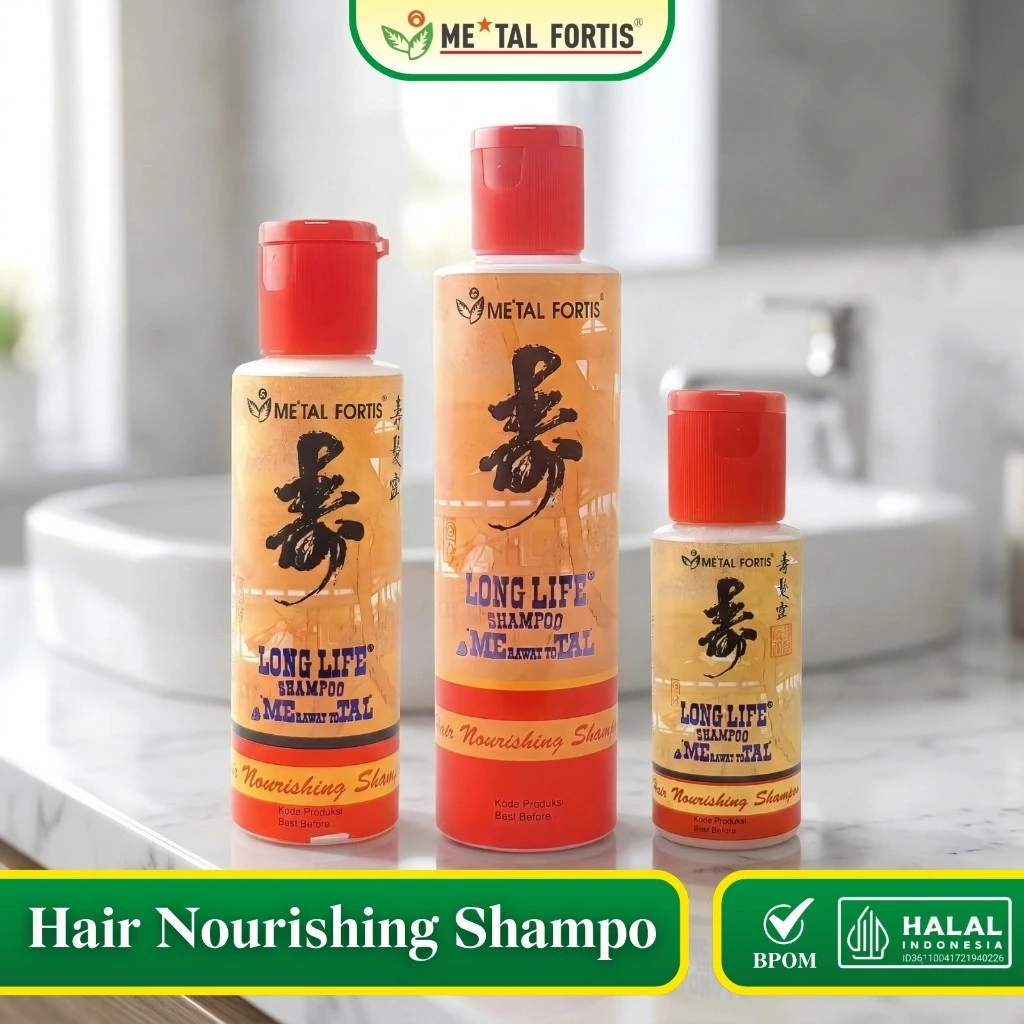 METAL FORTIS Shampo Metal 200 / 100 / 60 ML Hair Nourishing Long Life Shampoo Pembersih Dan Penumbuh Rambut MET Orange