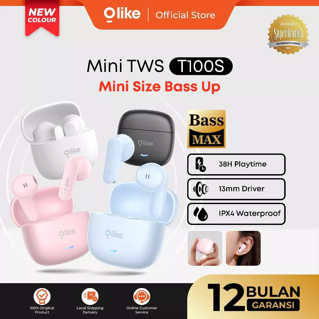 [BEST SELLING] Olike Mini TWS T100s Super Bass Wireless Bluetooth Earphone Headset Low Latency Airbuds