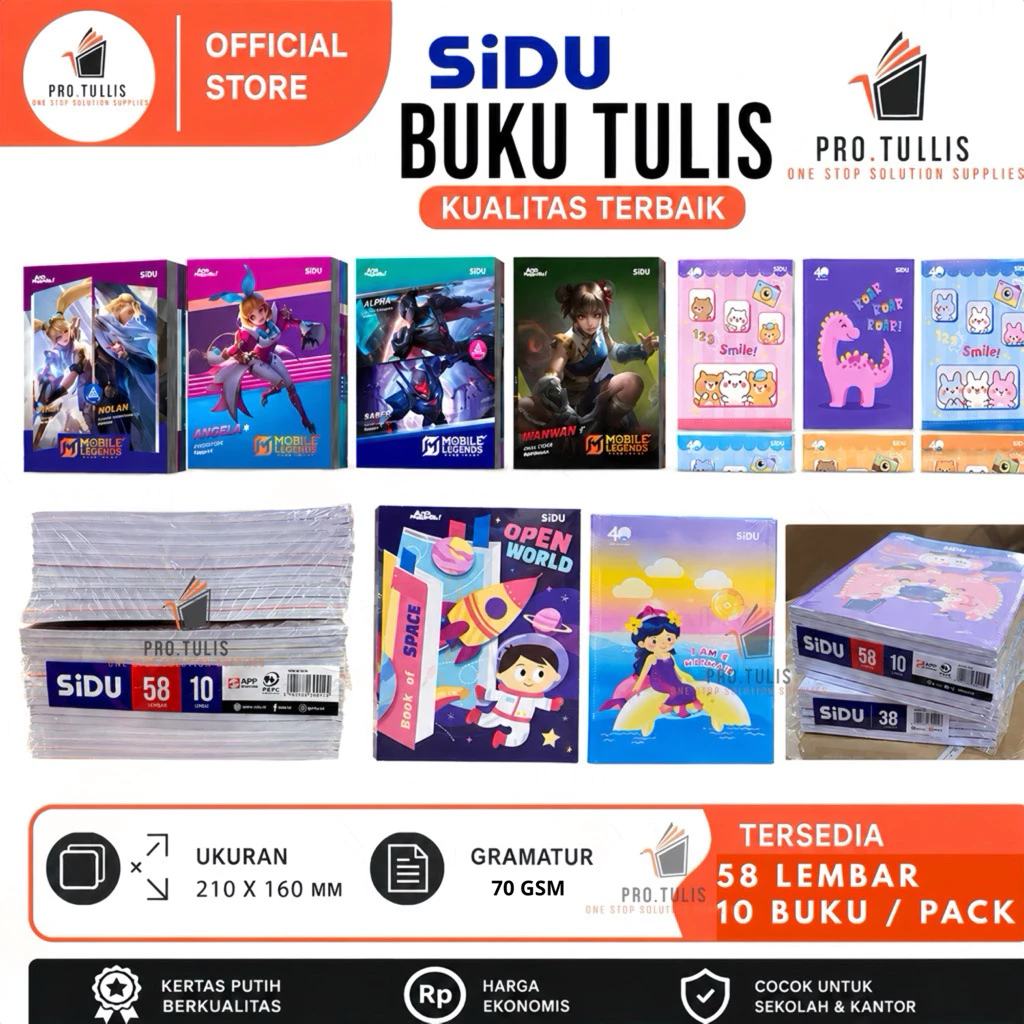 READY COD!!! Buku Tulis SIDU 58 LEMBAR (10 PCS)