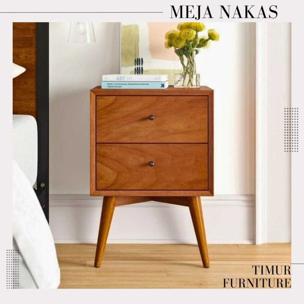 Nakas kayu jati Meja nakas minimalis modern Meja kecil kamar tidur kayu jati Bedside table