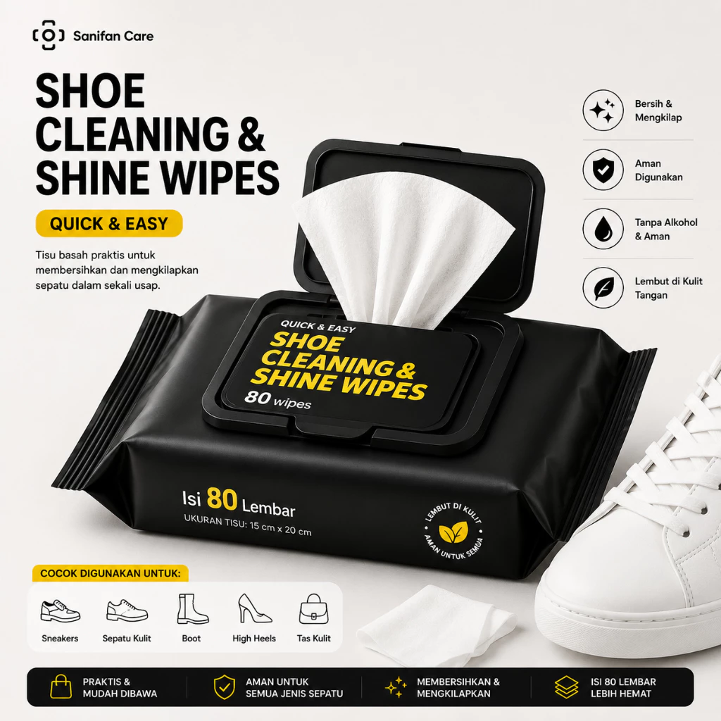 Tissue Pembersih Sepatu Isi 60 Sheet Tisu Basah Sepatu Kotor
