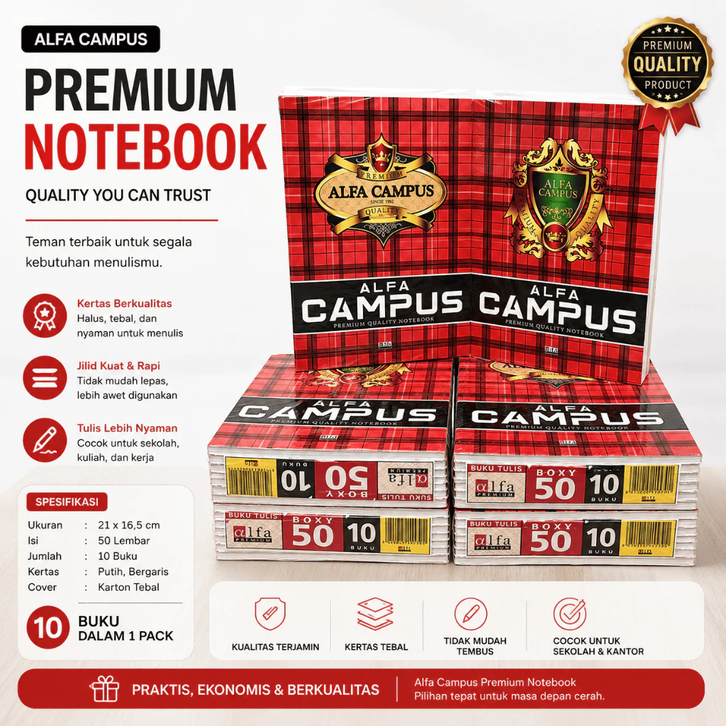 Buku Tulis Campus 50 Lembar 1 Pack Isi 10 Pcs