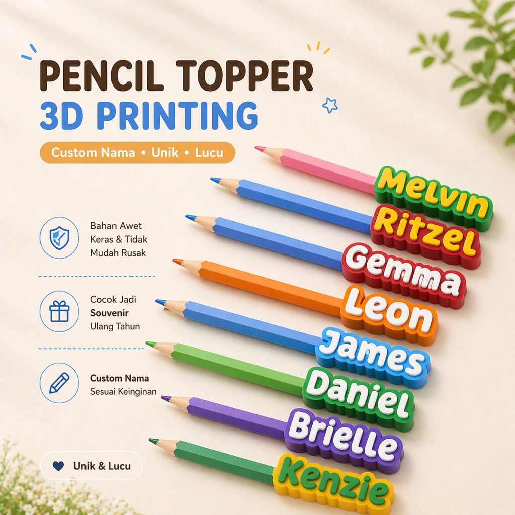 PROSES CEPAT - 3D Print Pencil Topper aksesoris Pensil Unik
