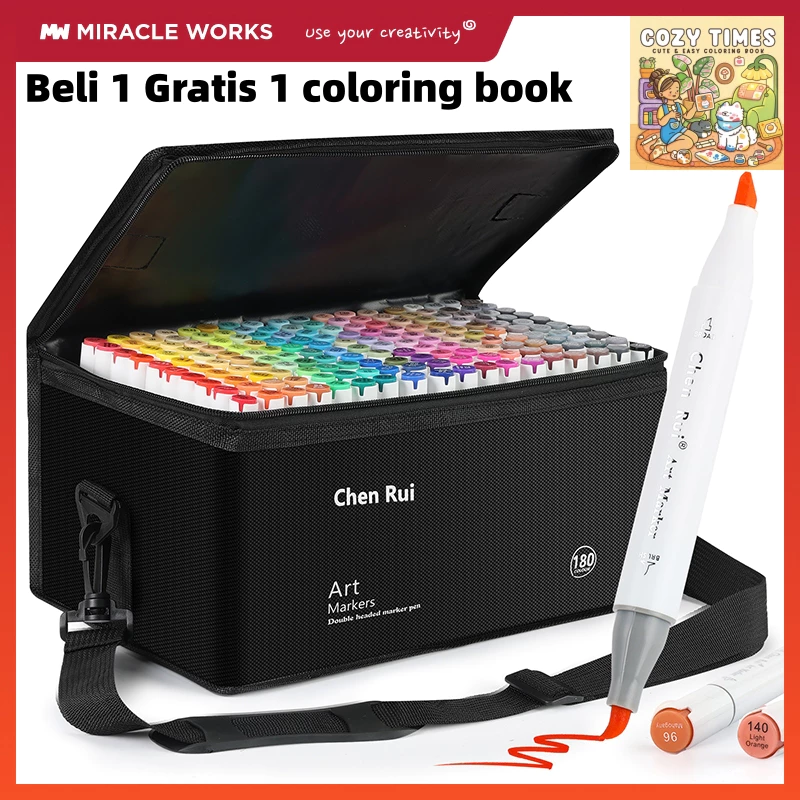 MW&Chenrui Spidol Marker Spidol Warna Dual-tip(ujung brush+ujung broad)Art Marker Set Ohuhu Marker Sketch Marker