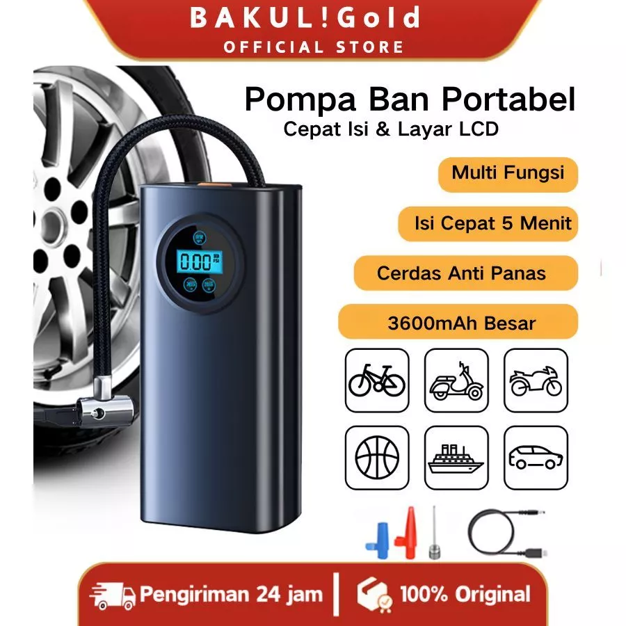 Pompa Ban motor dan mobil electric portable Car Air Pump Ban Motor Pompa Kompresor Inflator Portabel