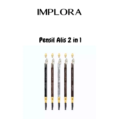 Implora Pensil Alis Waterproof Empuk & Creamy Ada Sikat Rautan - Hitam Coklat Grey Silver