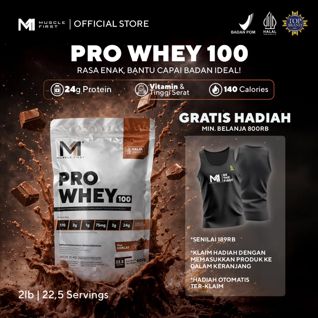 MUSCLE FIRST Pro Whey 100 2lbs/900gr - Whey Protein Suplemen Fitness
