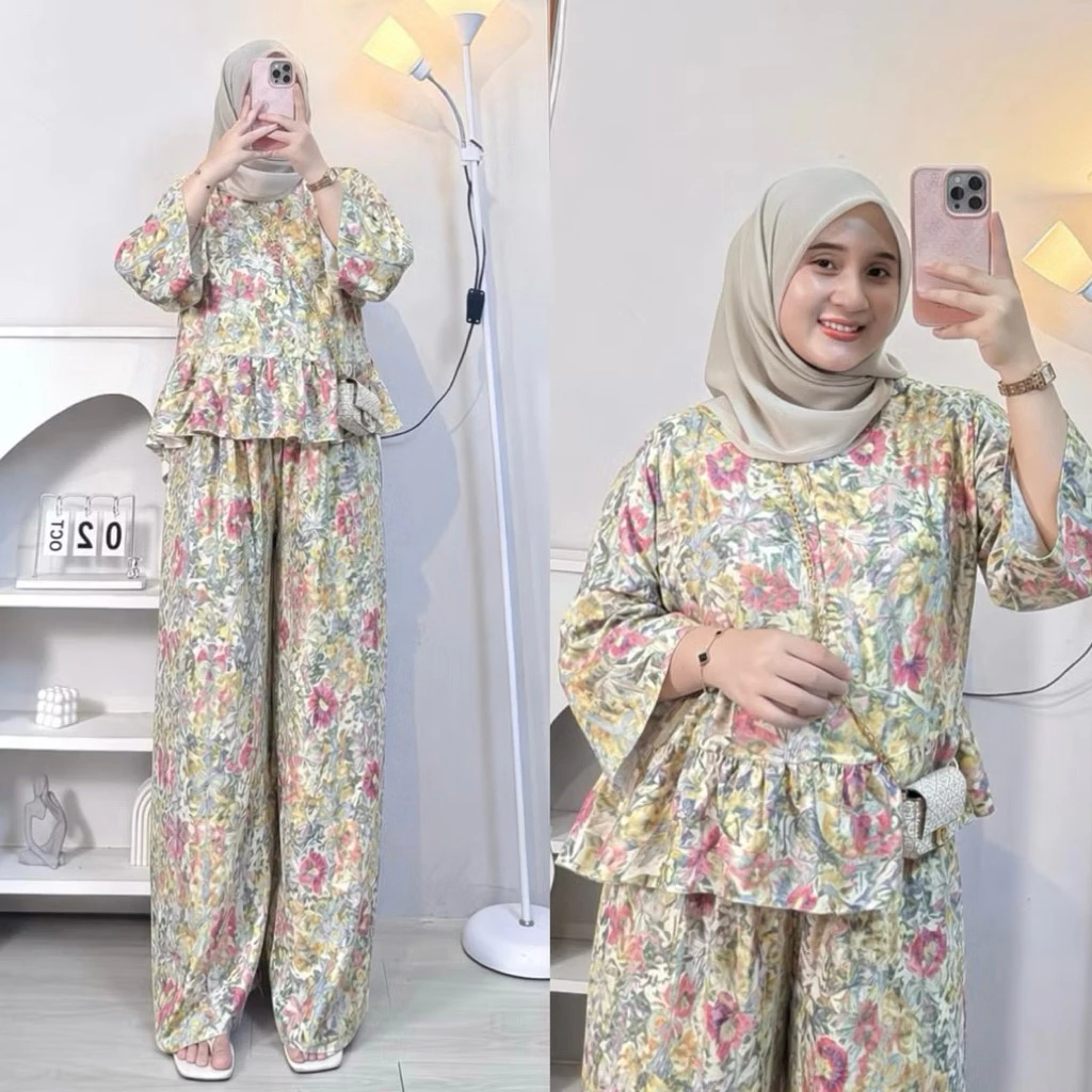 RAFELLA SET RAYON REMPEL - Setelan Wanita Rayon Premium