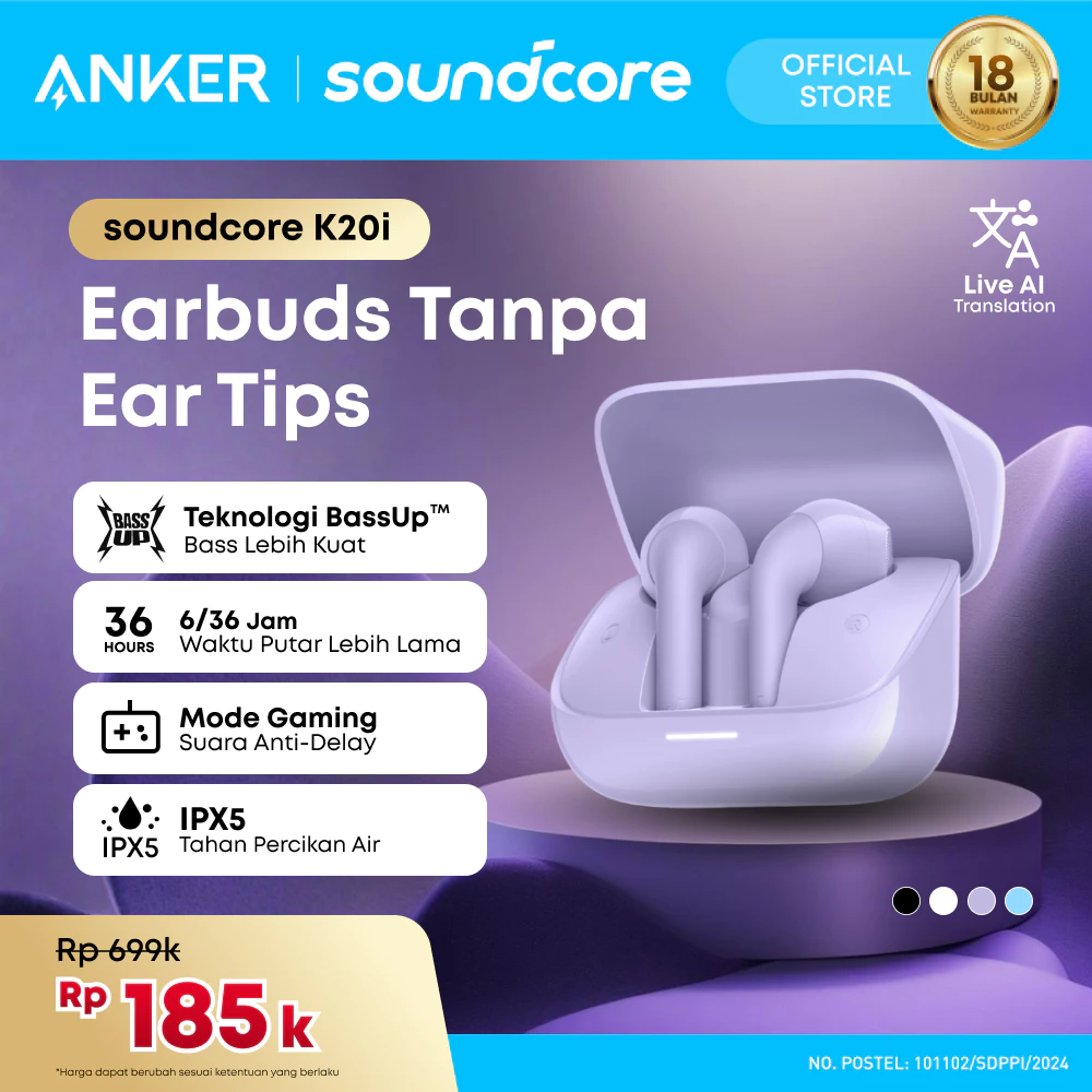 (New Launch) Soundcore K20i Earbuds Bluetooth 5.3 Earphones 36 PlayTime Bluetooth 13mm Drivers Game Mode TWS - A3994