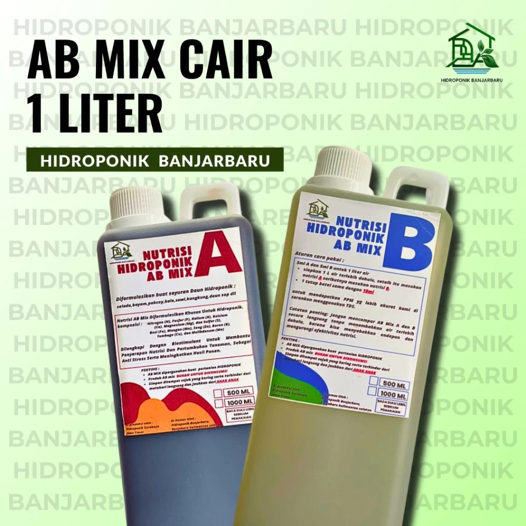 SAYURAN DAUN NUTRISI AB MIX CAIR HIDROPONIK BANJARBARU PEKATAN 1 LITER NUTRISI TANAMAN HIDROPONIK