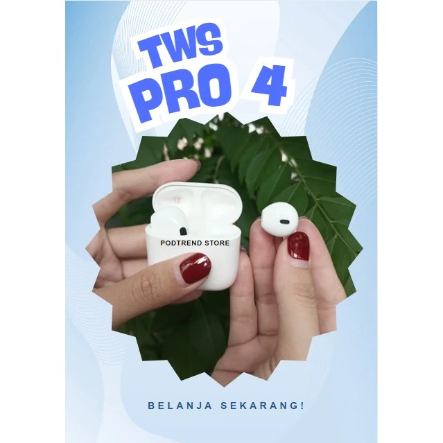 NEW TWS PRO 4 Headset Earphone Bluetooth Pack Ziplock Wireless Extra Bass Suara Jernih Murah Berkualitas TWS Henset