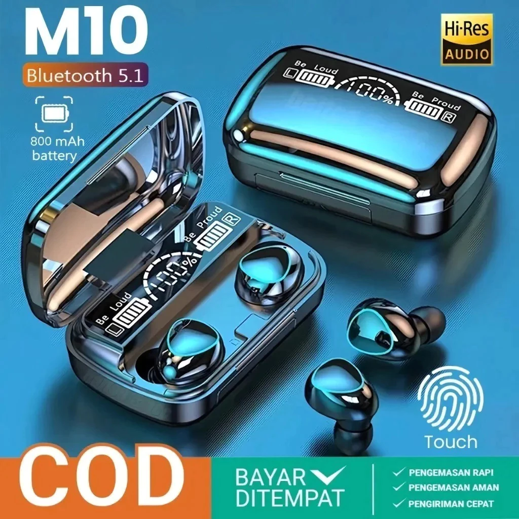 M10 TWS Wireless Earphone Bluetooth Stereo Full Bass Waterproof Power Bank Headphone With Microphone