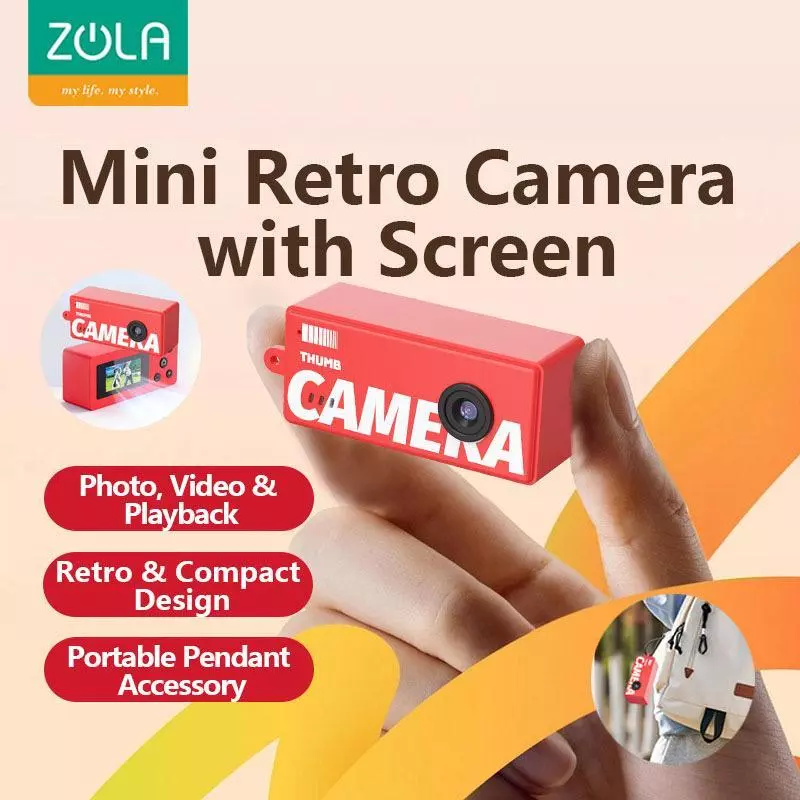 ZOLA Camera Mini Retro with Screen Thumb Kamera Digital Mini Aesthetic Kamera Saku Retro dengan Layar LCD