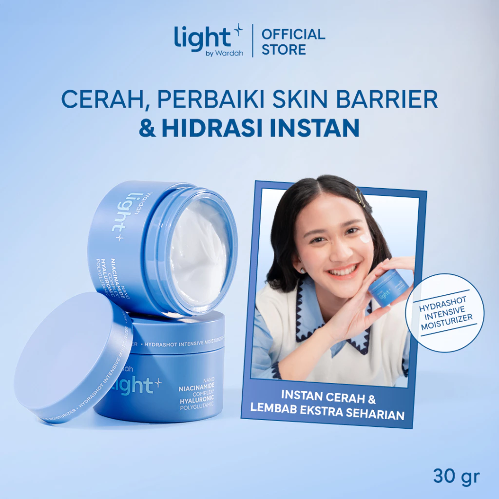 Lightplus by Wardah Moisturizer Hydrashot Intensive Moisturizer 30 g & 20 g | Cream Niacinamide Brightening Moisturizer Pelembab Wajah Pemutih Wajah Facial Night Cream BPOM | Lightening | Light Plus | Light + | Light+ | Lite | Liteplus | Lite+ | Skincare