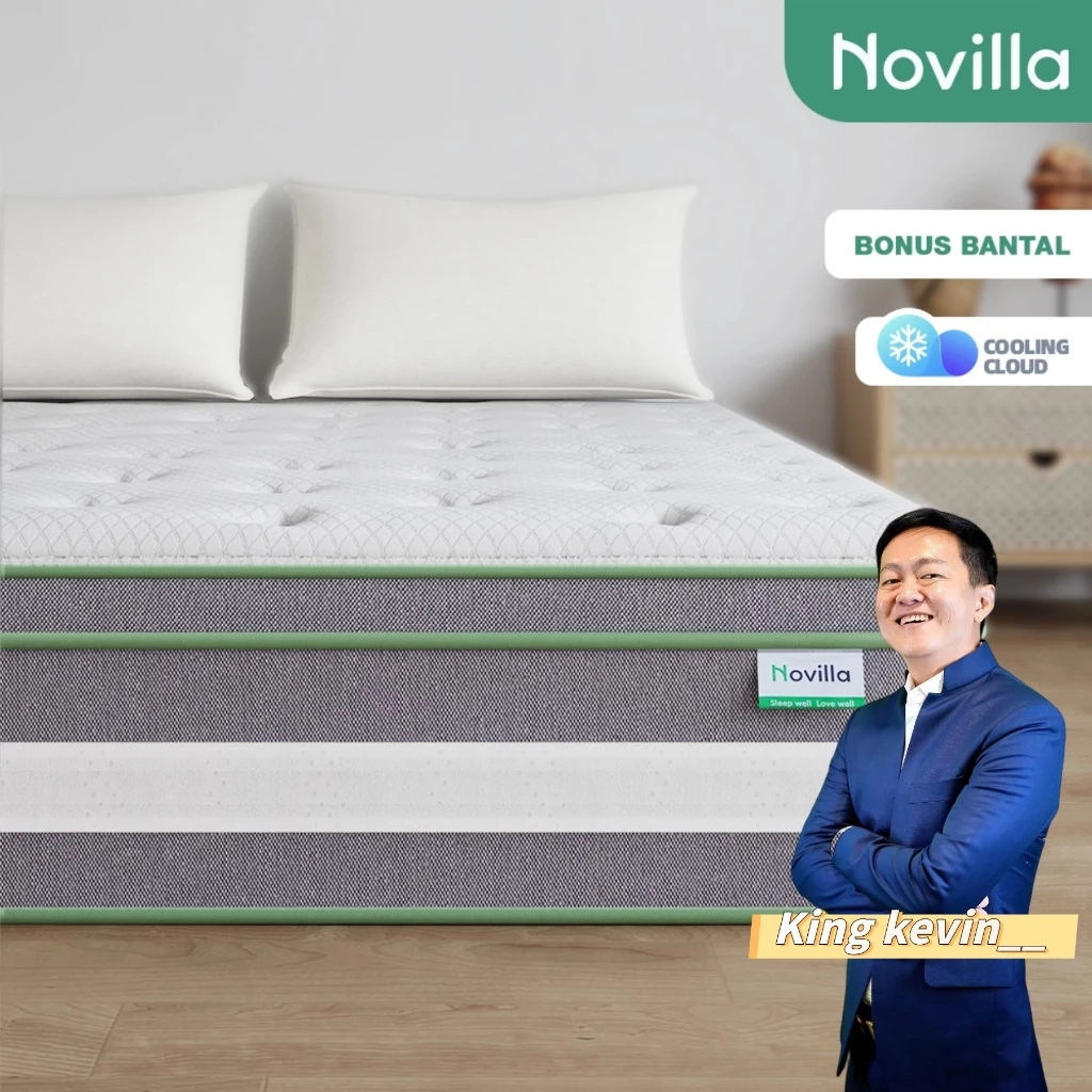 Novilla kasur IceMint spons busa springbed tebal 24/30cm empuk lantai matras anti lembab Free bantal