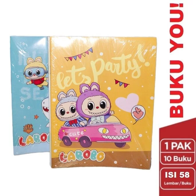 Buku Tulis YOU isi 50 & 58 Lembar (1 Pack isi 10 Buku) MOTIF RANDOM