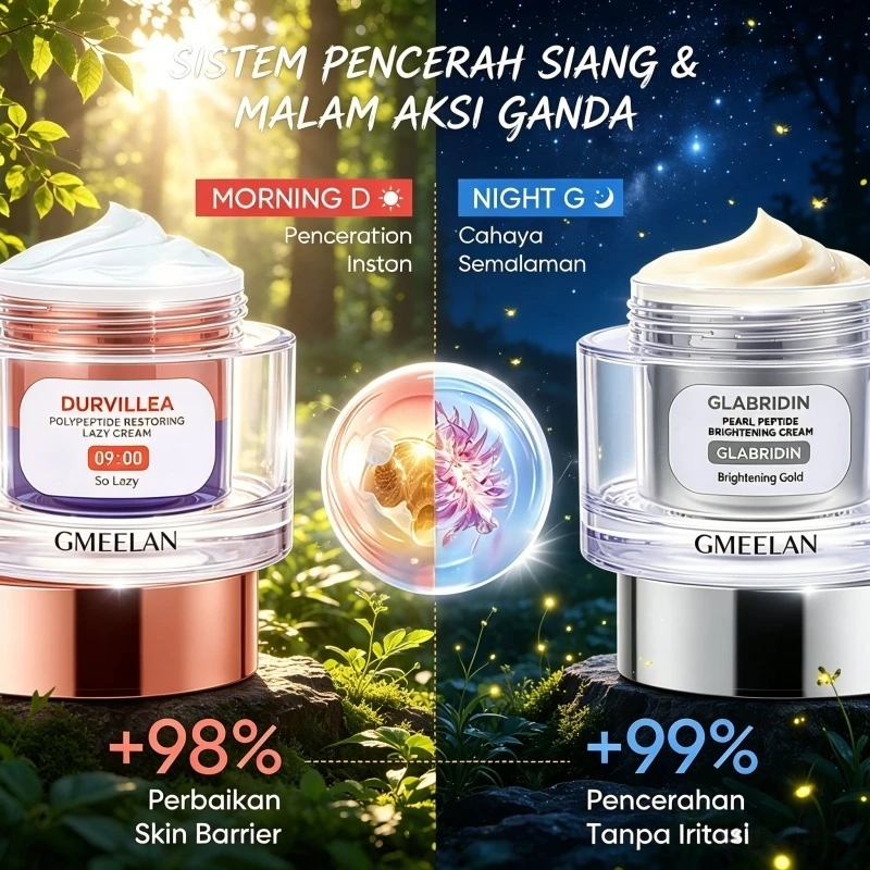 GMEELAN Durvillea Polypeptide Pemulihan Krim Malas 30g Skincare-grade Mencerahkan Satu Sentuhan Putih +Glabridin Pearl Peptide Brightening Cream 30g Glabridin Plant Essence Gentle Brightening