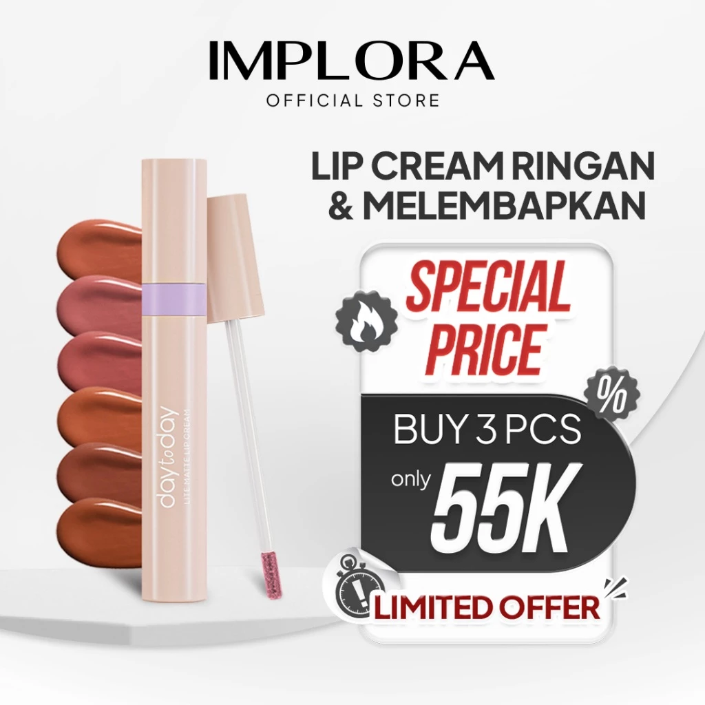 Implora Day To Day Lite Matte Lip Cream | Ringan Melembapkan | Hyaluronic Acid Lipstick