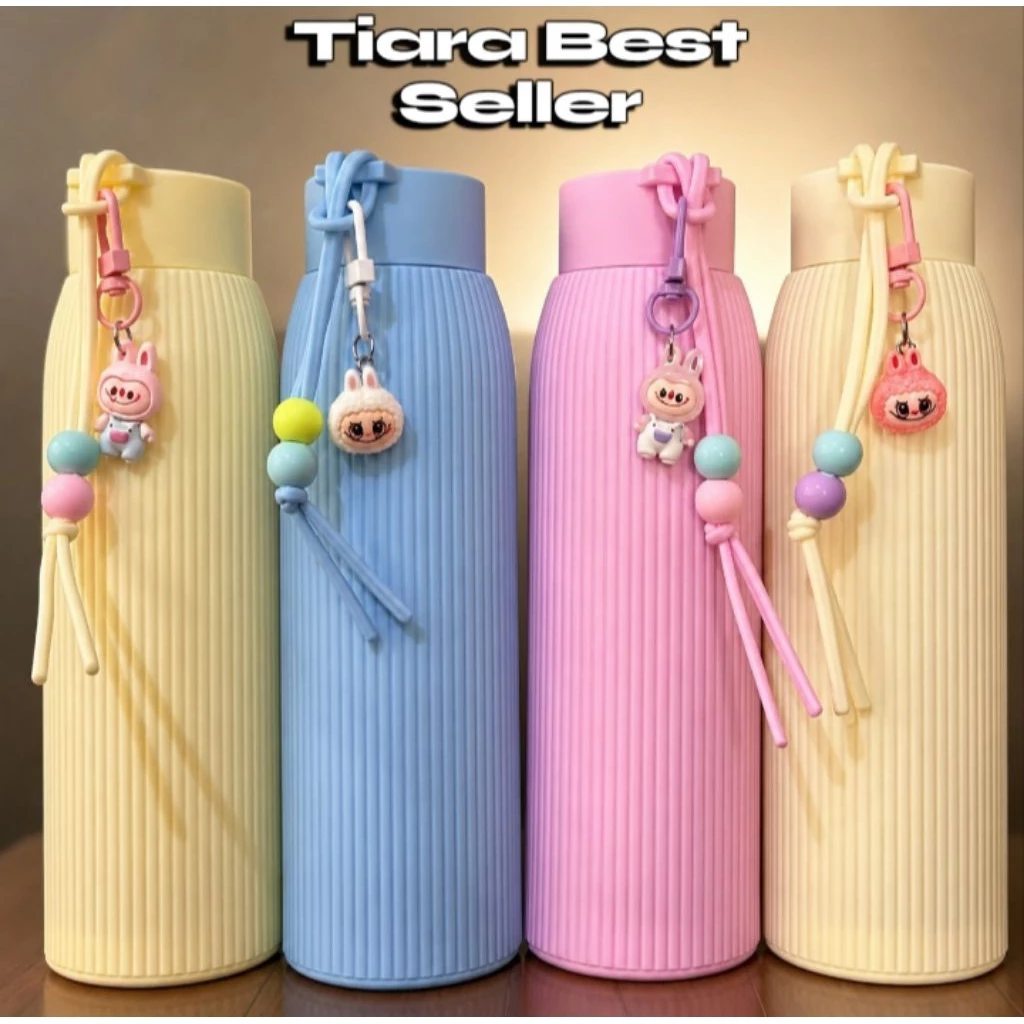 Tumbler Jepang/Botol Minum Macaroon Kaca 500mL + Free (Gantungan Boneka) Termos Minum Cantik Viral Lucu Terbaru Aesthetic