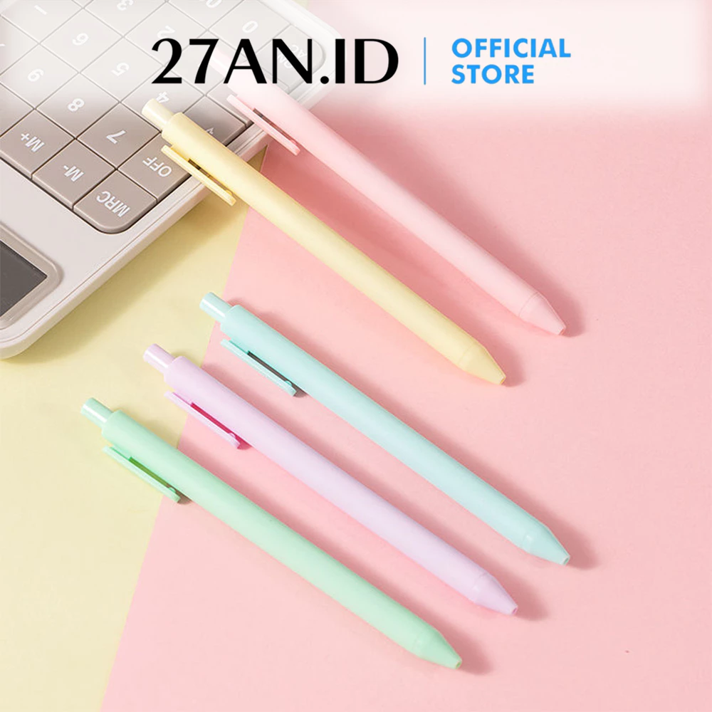 (27AN.ID) Pena H999 Cetekan Macaroon Warna Pastel Pulpen Tinta Hitam Alat Tulis Sekolah dan Kantor Bolpoin Polos Murah