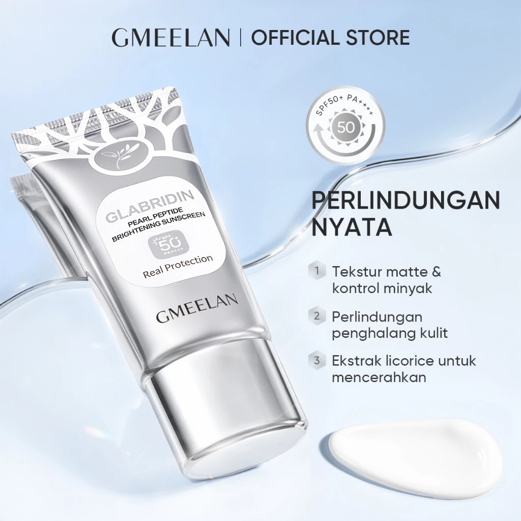 GMEELAN Brightening Sunscreen SPF50+ PA++++ 30g Serum Sunblock Real Protection Sunscreen Wajah Tidak Lengket Cepat Meresap Makeup Primer Skincare Melindungi UV Glowing Up