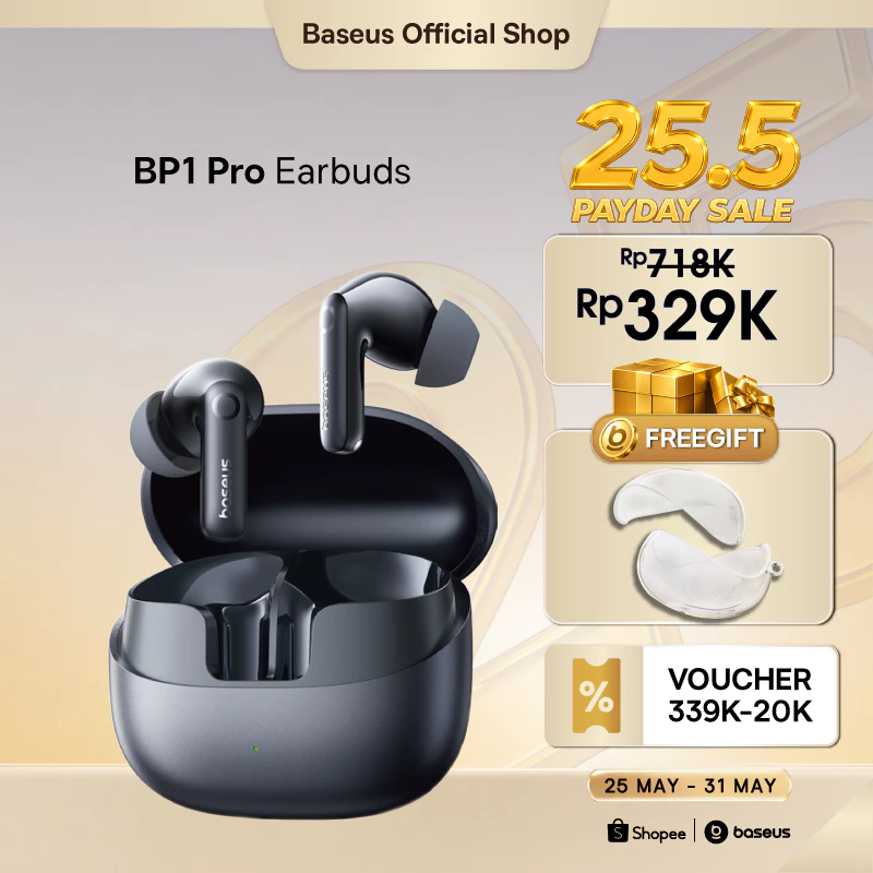 Baseus BP1 Pro TWS Adaptive ANC Hi-Res LDAC -50dB 6 Mic ENC with IP55 & 55H Earbud Earphone Bluetooth 6.0