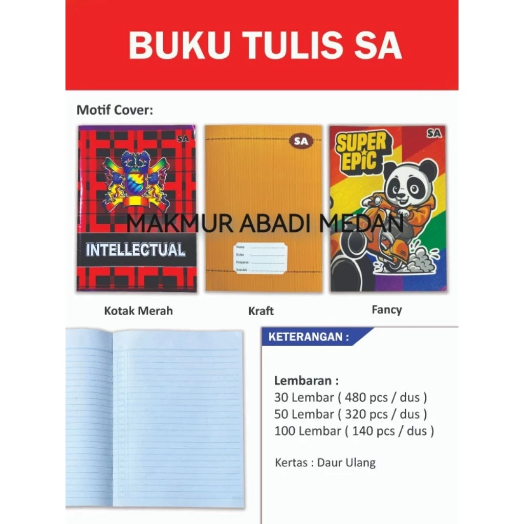 (1Pack:10Pcs) Buku Tulis isi 50 Lembar Termurah! Best Seller / Buku Tulis Sekolah Murah Bergaris SA / BP isi 50 Lembar 10 Buku / Buku Tulis Murah 50 SP / SA