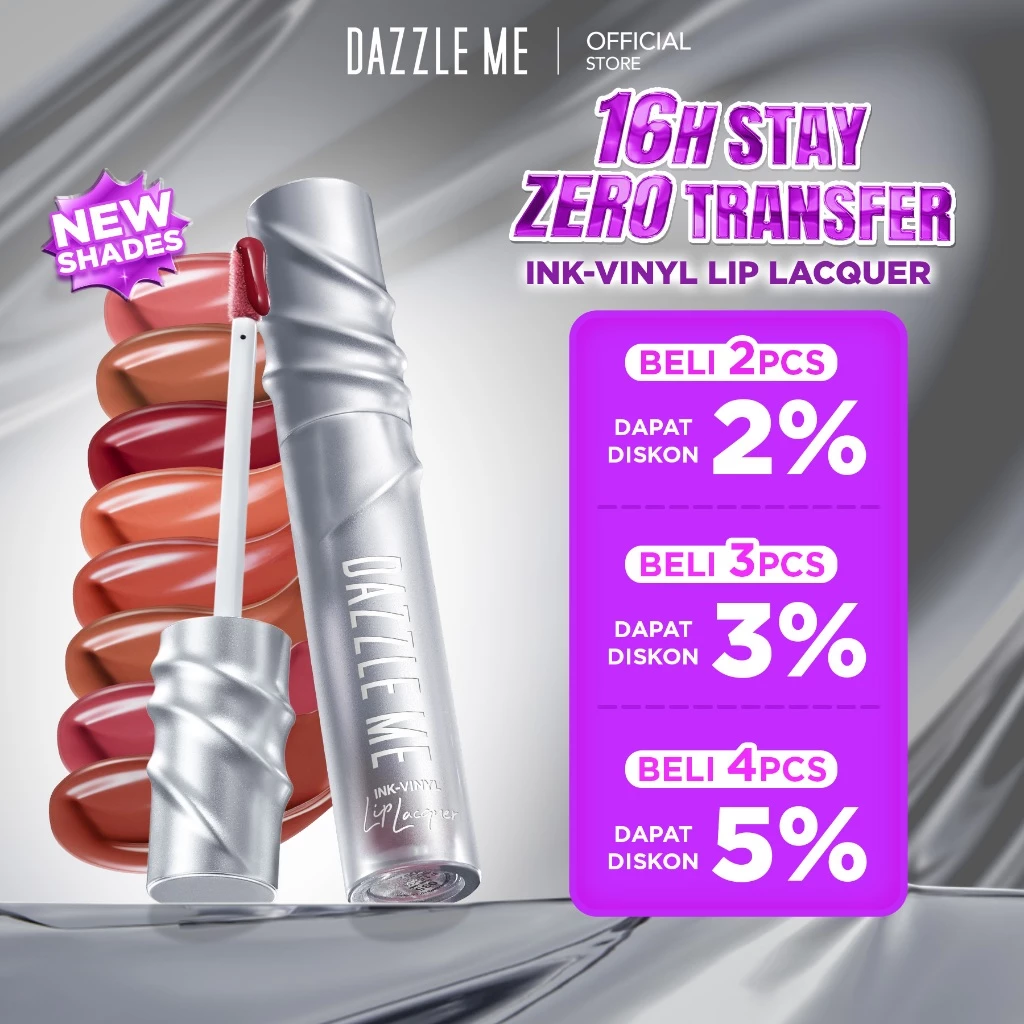 [BPOM] DAZZLE ME Ink-Vinyl Lip Lacquer Lip Cream Lipstik Glossy Tahan Lama 16 Jam Lip Vinyl Transferproof Waterproof Anti Luntur Lipstick Lip Gloss Bibir Plump Non-Sticky Make Up Lip