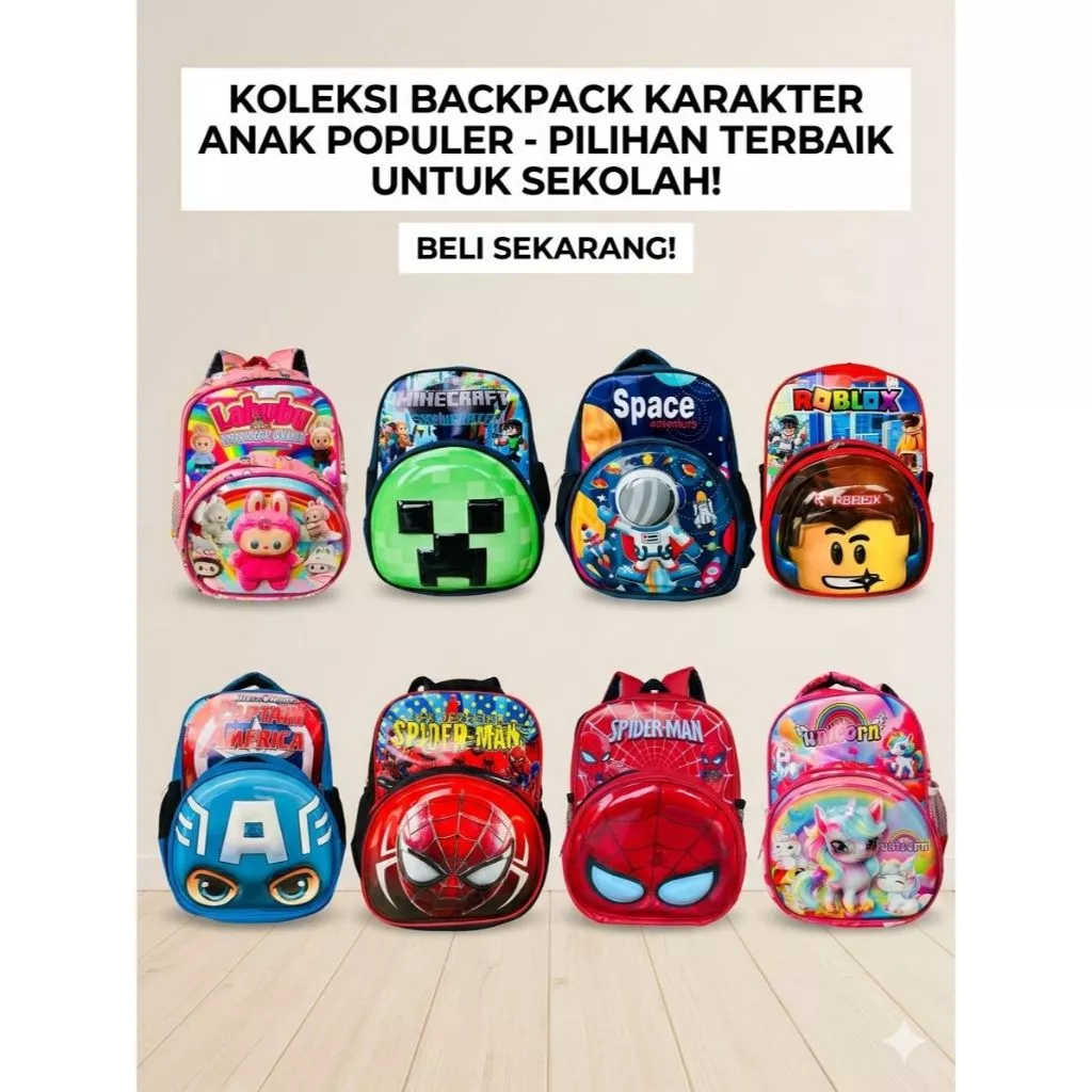 aly - Tas ransel anak 3D lapu nyala paud-TK Astronot/ tas astronot/ tass spiderman