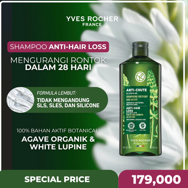 Yves Rocher Anti-Hair Loss Fortifying Shampoo 300 ml - Shampo Anti Rontok | Shampo Anti Hair Fall | Solusi Rambut Rontok