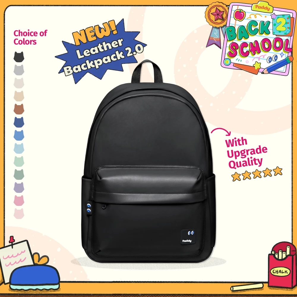 Paddy Basic Leather Backpack 2.0  - Paddybag Tas Ransel Kulit Sekolah Wanita Serbaguna