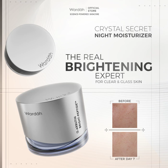 Wardah Crystal Secret Bright-Peptide 5% Niacinamide Hyperpigmentation Expert Night Moisturizer