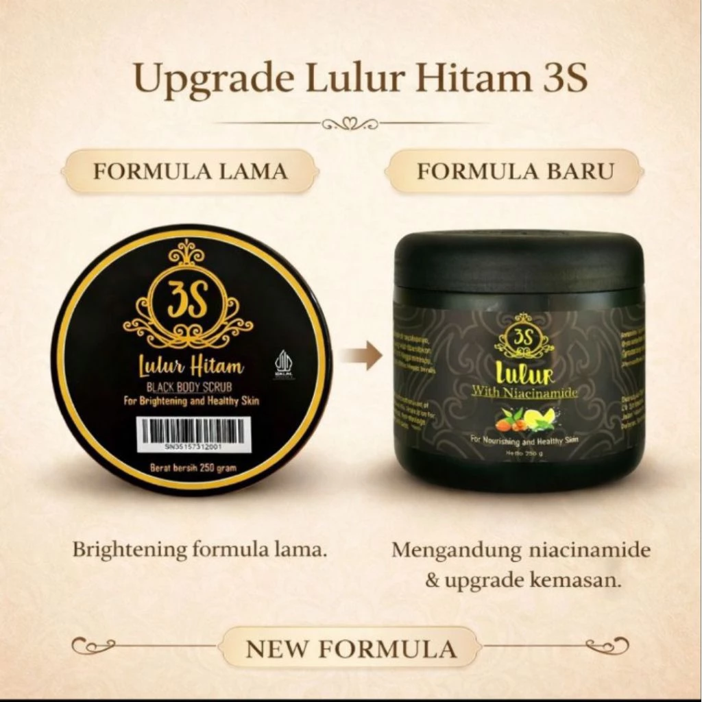 2 Pot Lulur Hitam 3S - kemasan baru- Agen Banjarbaru Kalsel