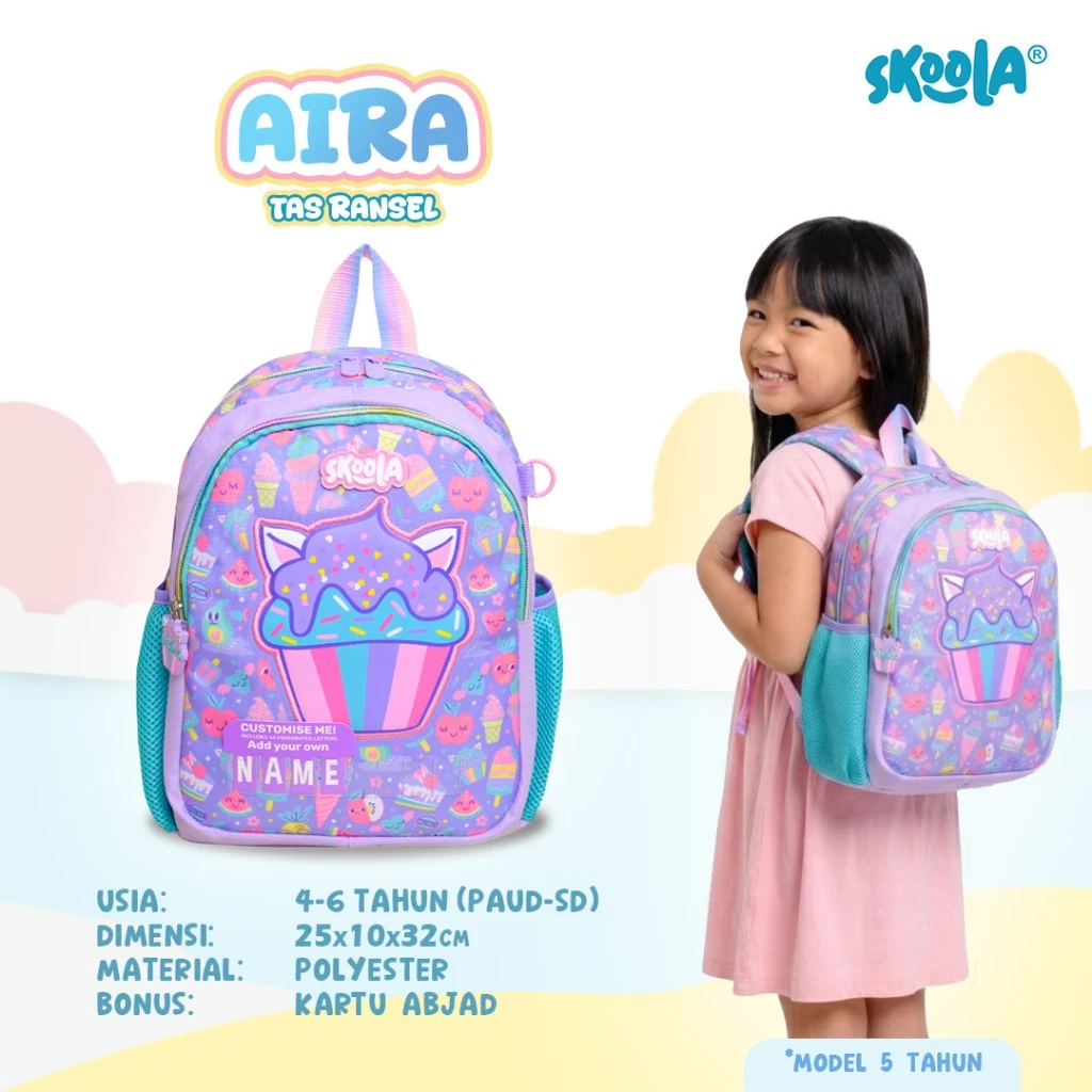 Skoola Tas Sekolah Anak PAUD TK Perempuan Laki Laki Karakter Rabbit Cat Dino Exca - Teeny Aira