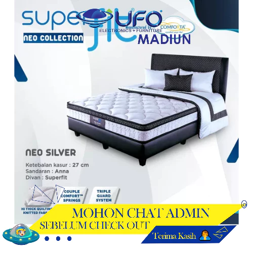 Spring Bed Comforta Super Fit Neo Silver 180 x 200 Matras Only & Full Set