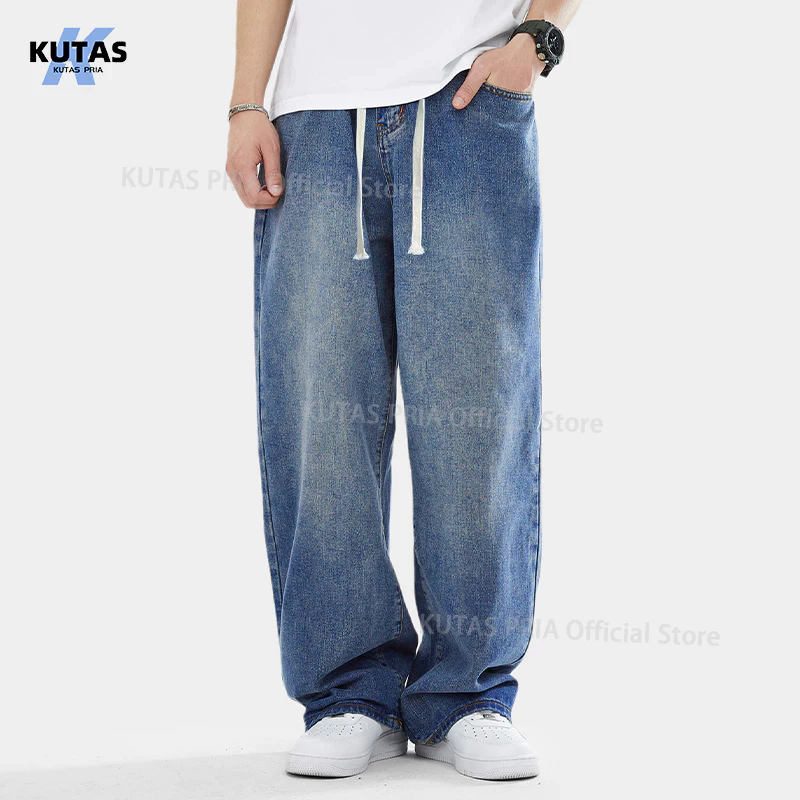 Kutas Pria - Celana jeans pria Celana panjang pria jeans baggy jeans celana kulot pria celana skena gombrong cowok celana denim pria jeans pinggang karet jumbo
