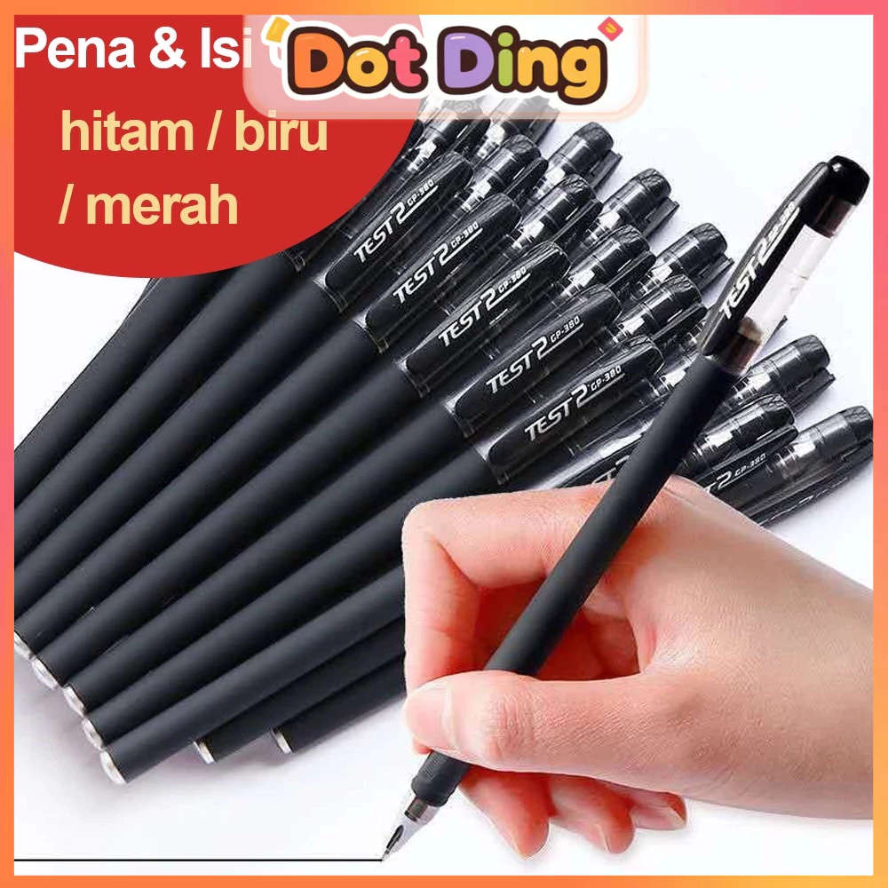 [DOTDING] Pena Gel Hitam/Biru/Merah Isi Ulang 0.5mm Tinta Halus untuk UjianmCatatan Harian A054