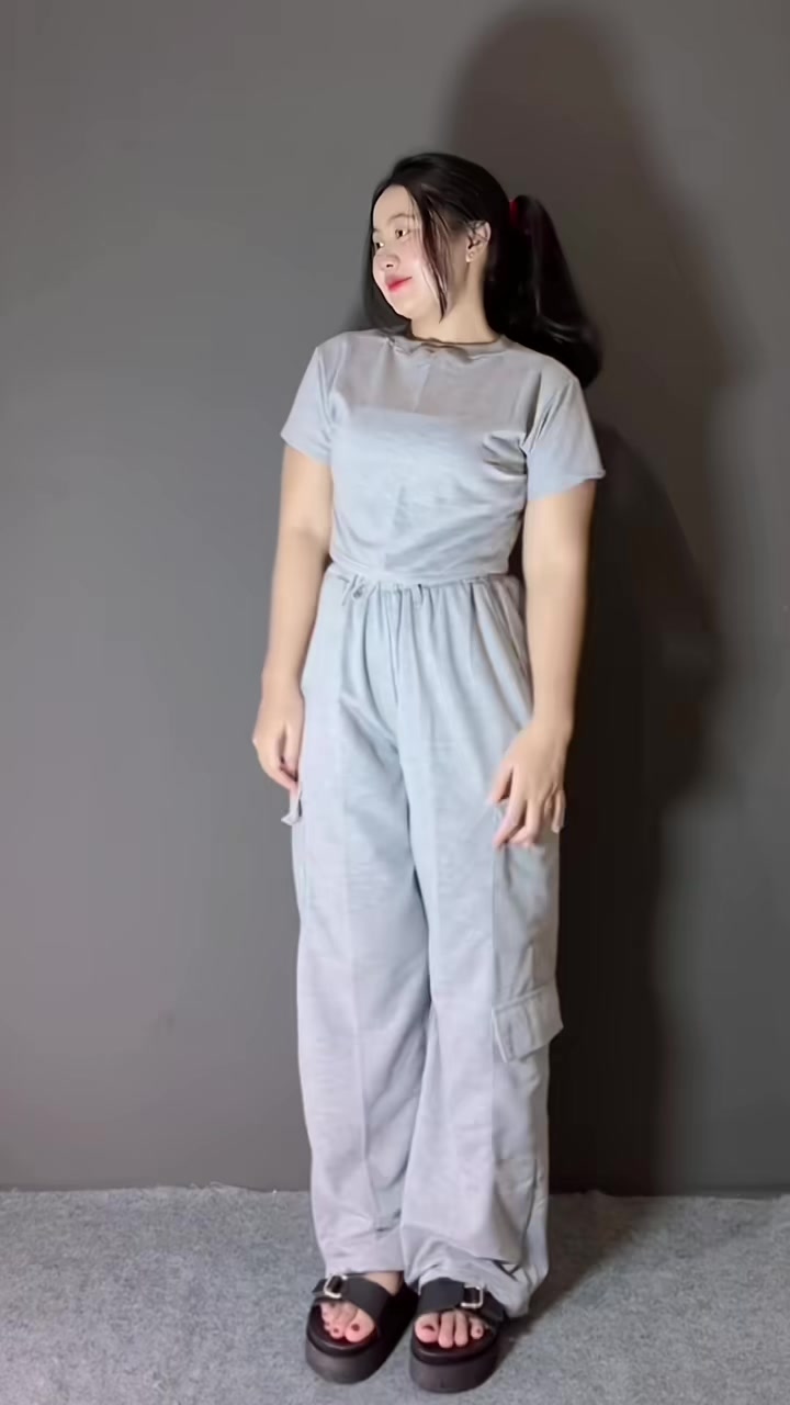 Rekomendasi one set celana cargo pants atasan crop top #oneset #setelan #setelanwanita