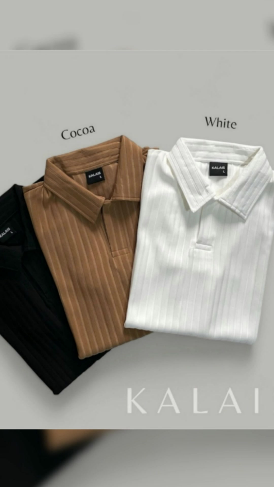 KALAIS Polo Shirt Stripe Knit Pria Slim Fit #shopeeviral #poloshirt #Beauty&Fashion #PakaianPria