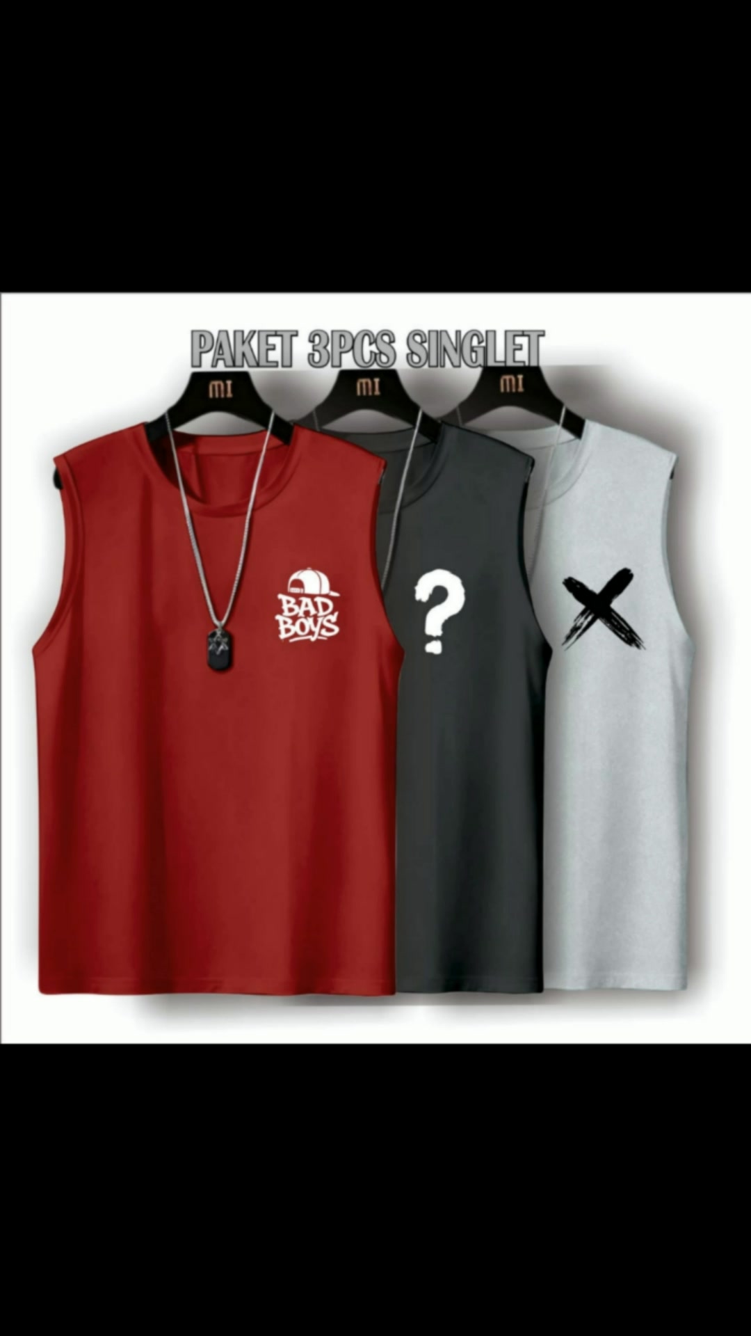 Singlet Lekbong Unisex Paketan 3 pcs CUMA 50ribu Singlet Santai Gym / Paketan Motif Simple #racunshopeemurah #RacunShopee #fyp