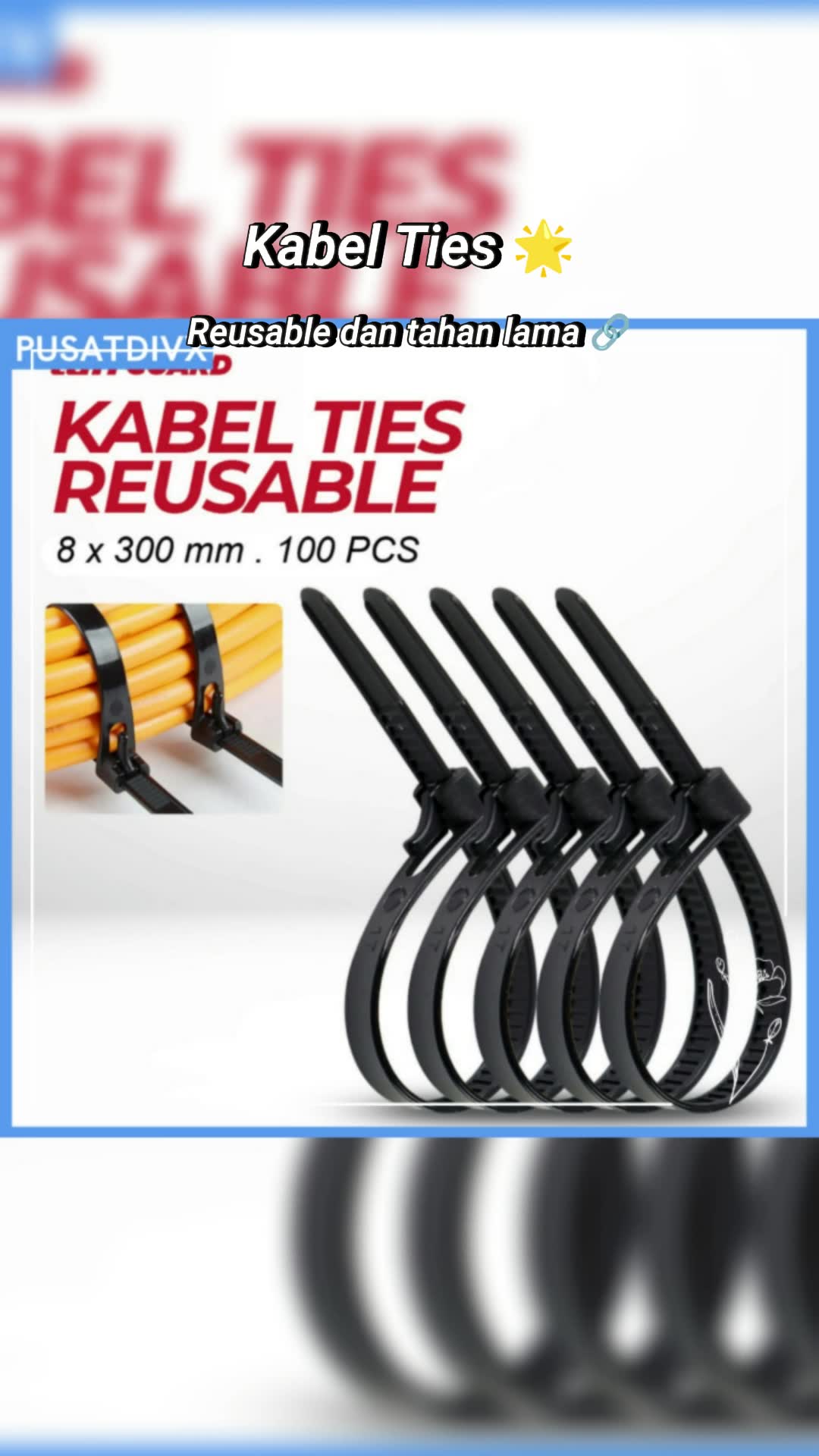 Kabel ties bisa di buka dan di tutup lagi. Reusable. #kabelties #kabeltiesketton #kabeltiesreusable #zipcableties #kabeltie5inch #RacunShopee