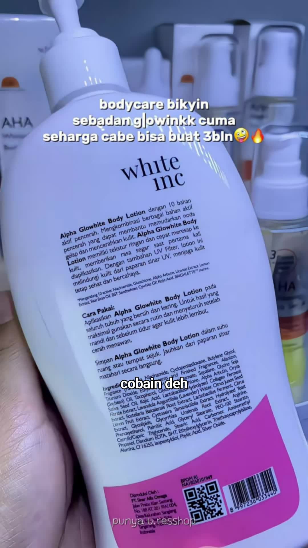 White Inc Alpha glow white body lotion #whitenice #bodylotion #RacunShopee #SpillRacunShopee #ViralDiShopeeVideo #DiskonRacunShopee #fyp #viral