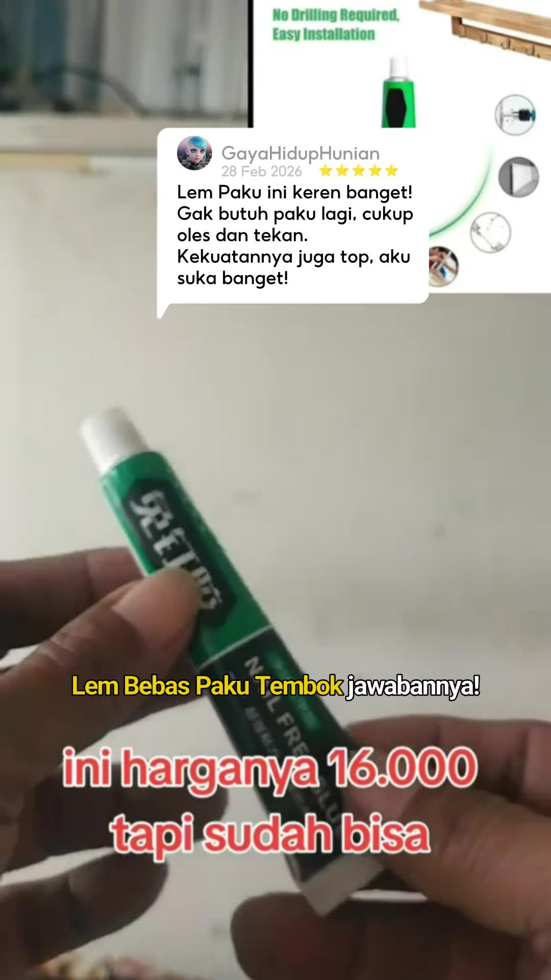 Lem bebas paku tembok super kuat #RacunShopee #SpillRacunShopee #shopeevideo #lem #lemperekatserbaguna #lemperekattembok