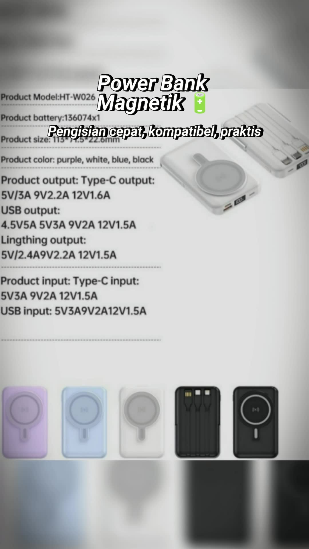 Power bank hemat dan praktis untuk semua jenis ponsel #powerbank #bateraiportabel #iphone #typec #lightning #travelaccessories