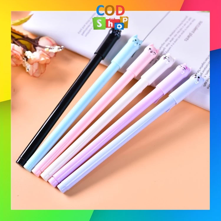 COD - S5615 Pena Karakter Kucing Lucu / Pena Warna-Warni / Pulpen Karakter Gel Imut / Bolpen Lucu Murah Import / Pulpen Gel