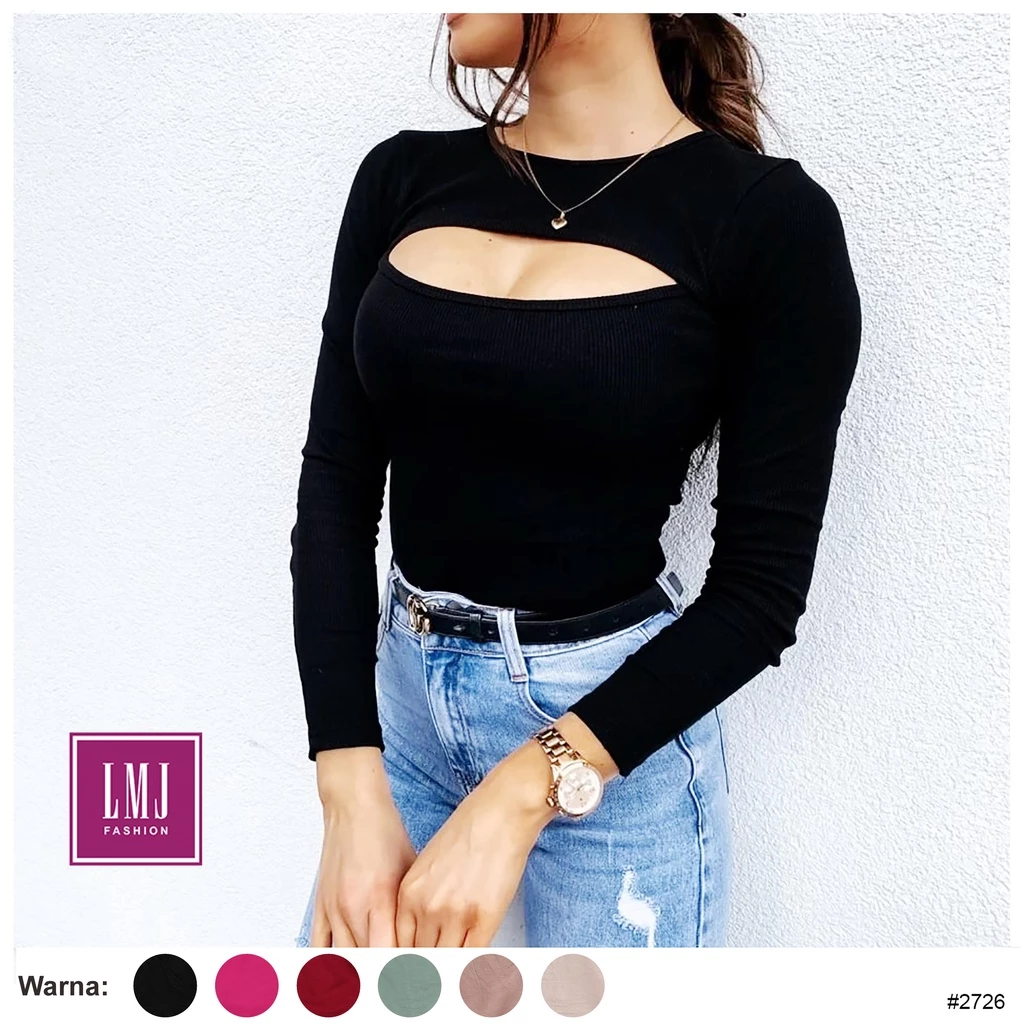 (S-XL) (COD) LMJ Fashion Sassy Long T-shirt / Kaos Wanita Lengan Panjang #2726