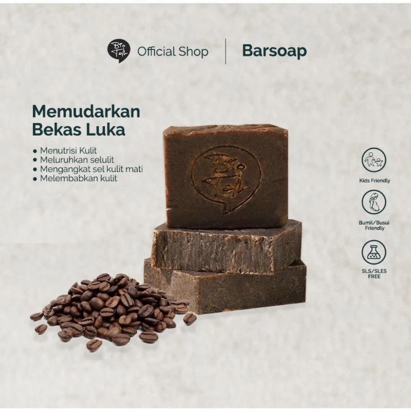 Free Pouch! Coffee Powder Sabun BioTalk Coffee Scrub Soap Eczema Eksim penghilang Bekas Luka Gatal Kehitaman Darah Manis banjarmasin banjarbaru obat penyakit kulit