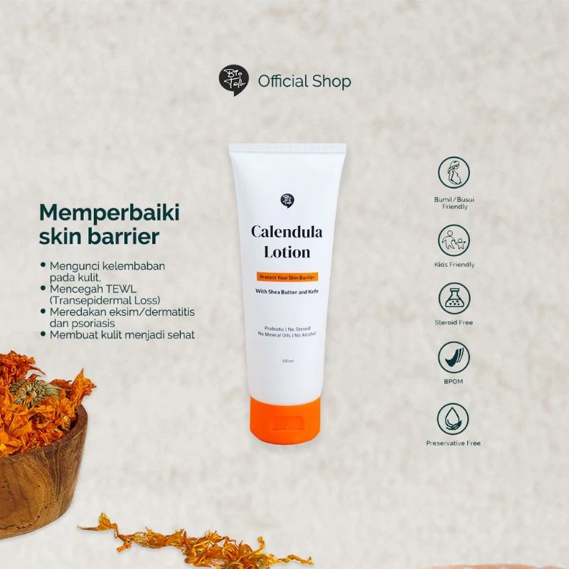 BioTalk Calendula Salve Hand Body Lotion For Eczema Psoriasis Dry Skin untuk Gatal Gatal kulit kering original obat cream agen banjarmasin Kalimantan selatan banjarbaru handbody gatal martapura