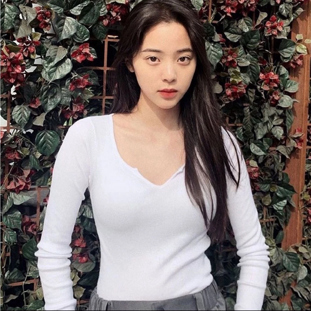 Blouse Korean Scop Neck Rib #2A56