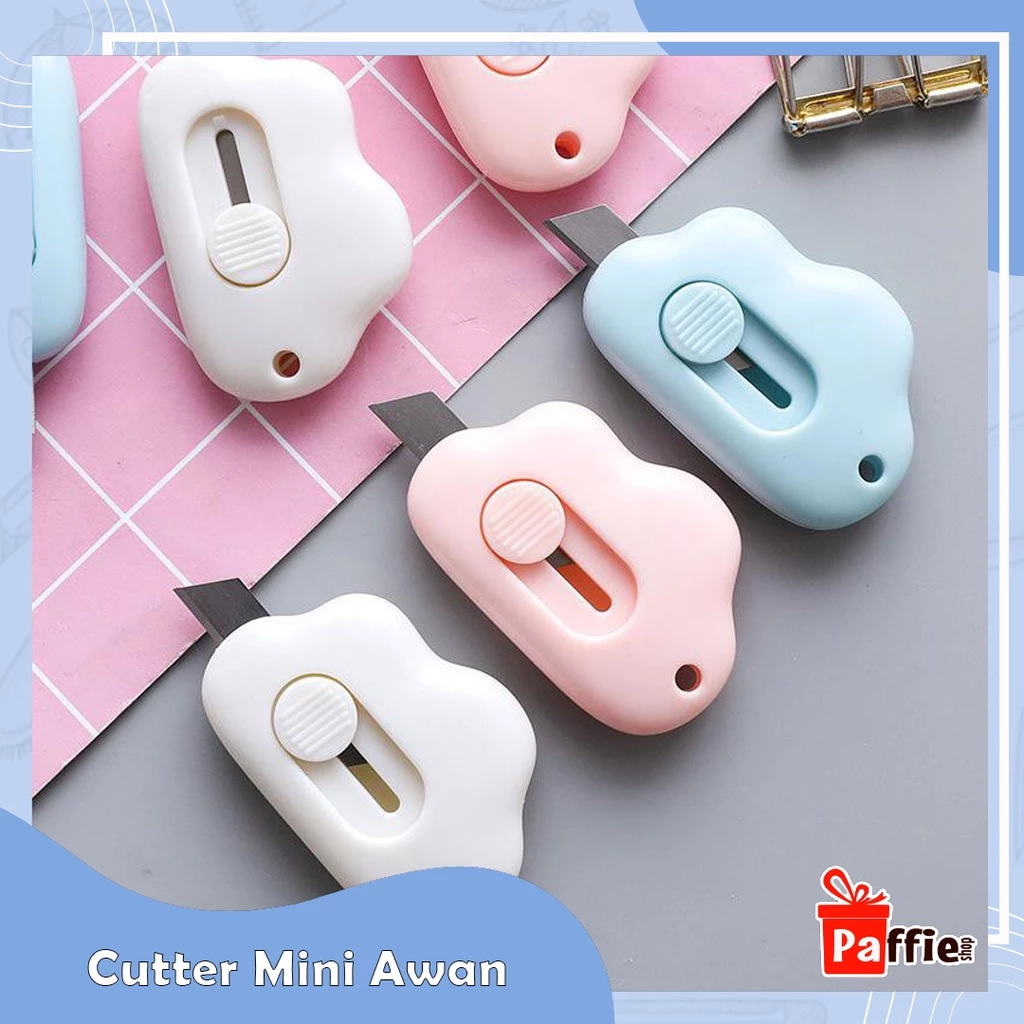 Cutter Mini Awan Lucu Unboxing Paket Gantungan Kunci Pisau Silet ATK